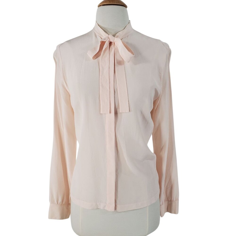 Vintage Silk Blouse in Peach Pink - med